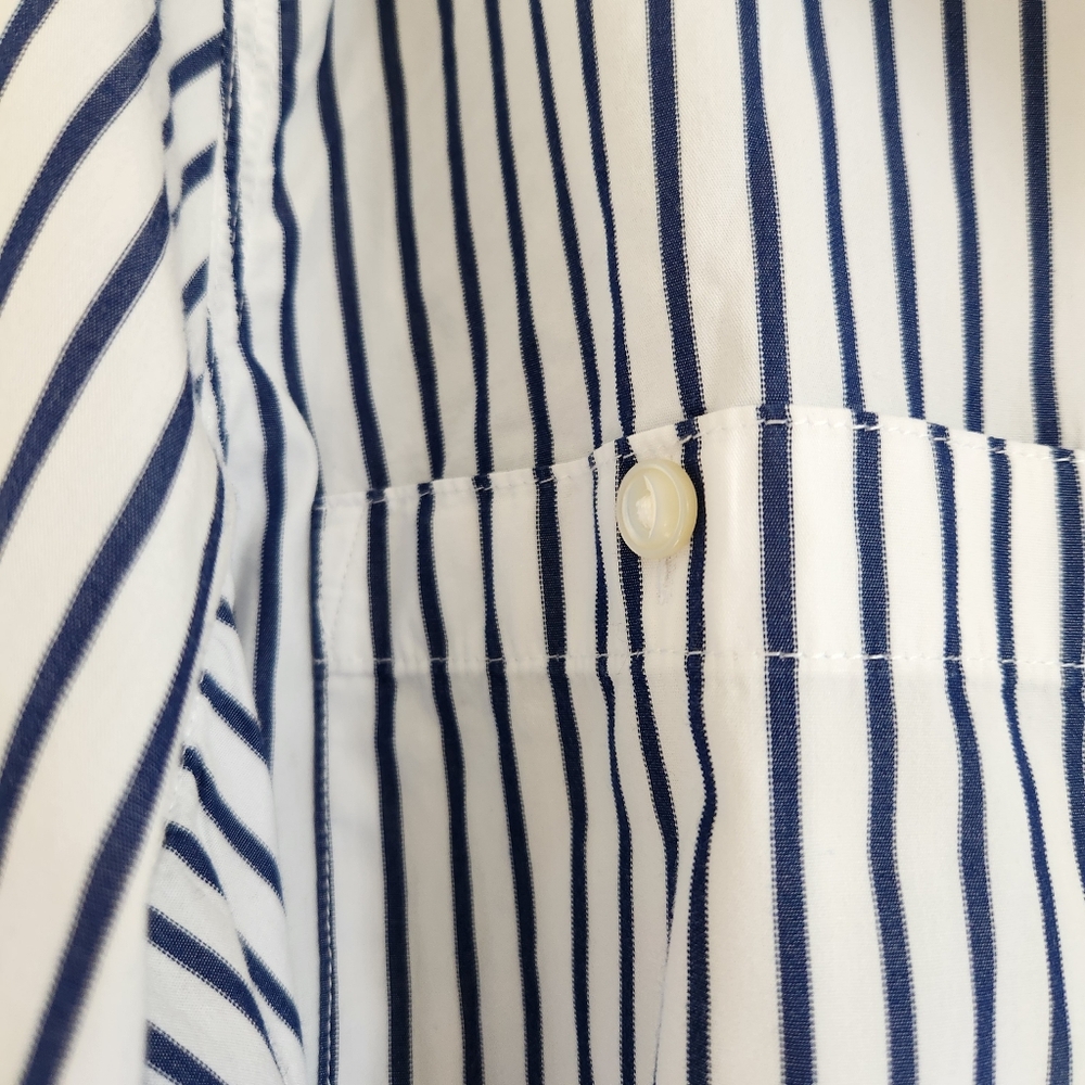 Lauren Ralph Lauren Blue White Striped Button Down Shirt Womens 3X Cotton - Picture 6 of 12